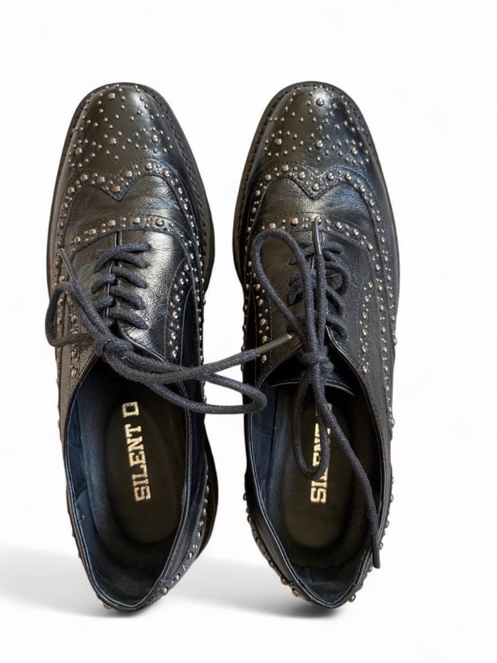 Silent D Black Tilear Studdet Platform Brogues